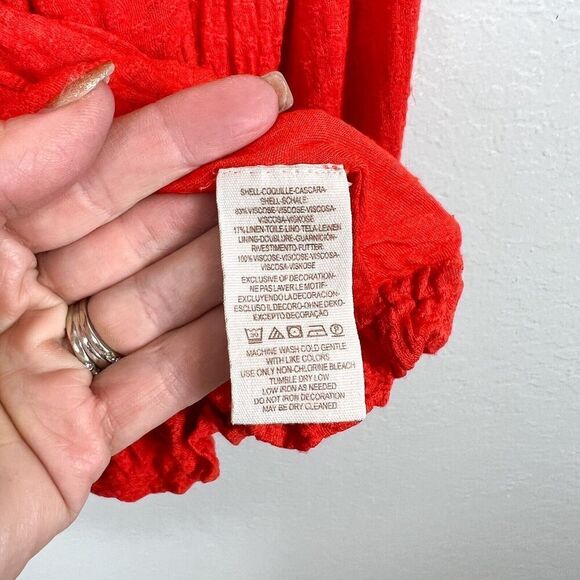 FREE PEOPLE Begonia Boho Burnt Orange Peasant Top Size Small - Picture 10 of 11